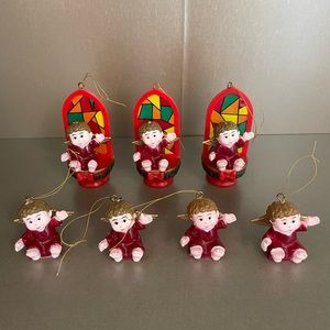 Lot of 7 Vintage Christmas Treasures‎ Ornament Cherub Angels